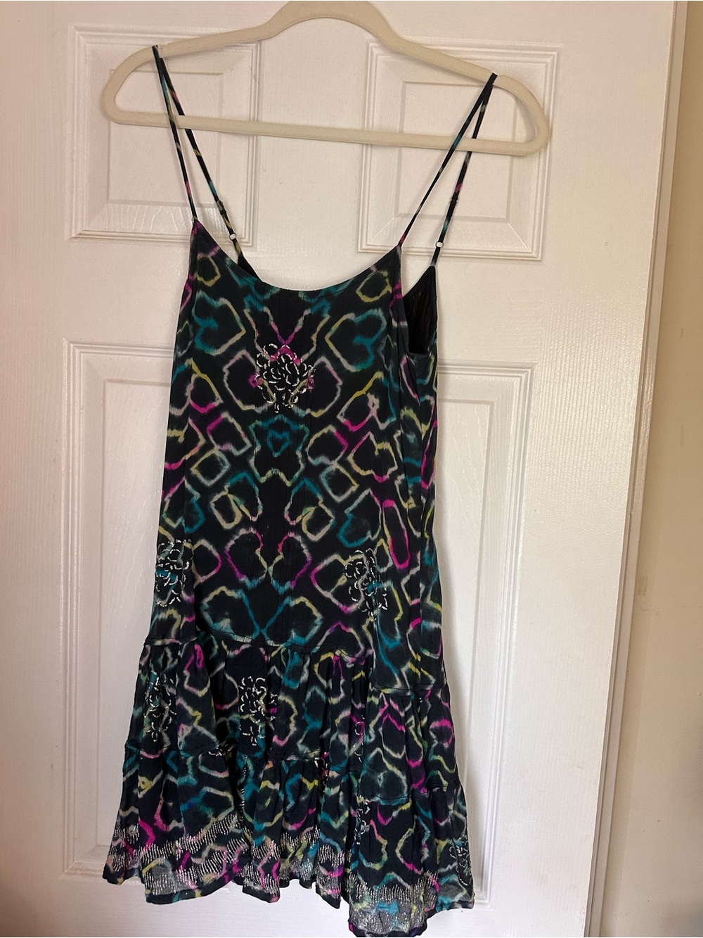 Juliet Dunn Black Multi-Color Printed Mini Dress